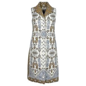 Tory Burch - Beige And Blue Sleeveless Coat